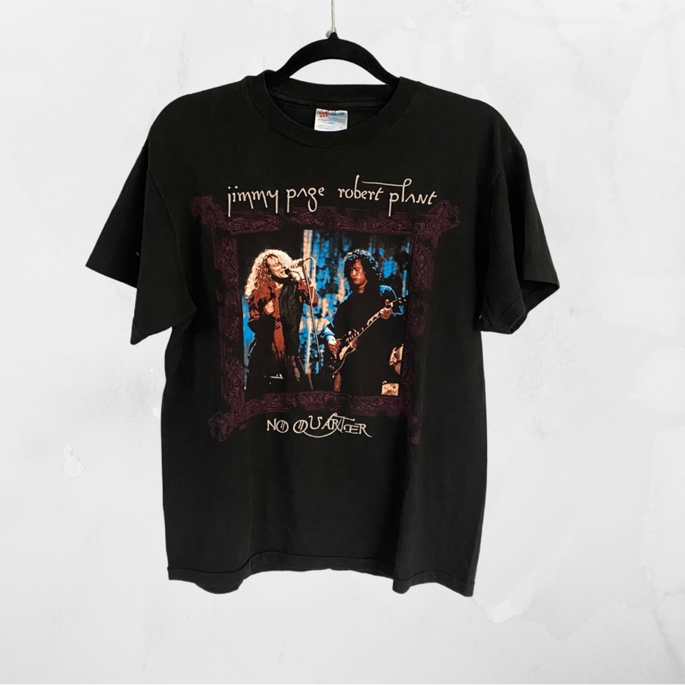Vintage Jimmy Page Robert Plant No Quarter World Tour 1995 T Shirt - Large